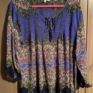 Sheer vibrant colored peasant blouse